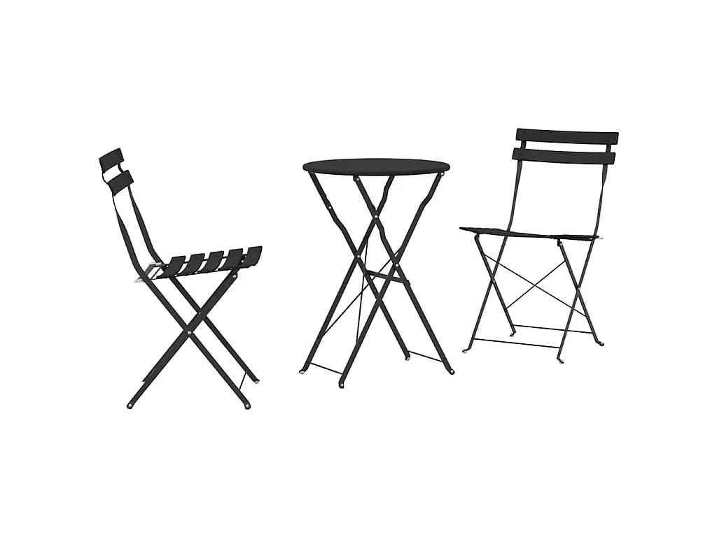 Conjunto de Bistro Plegable 3 piezas Antracita Acero