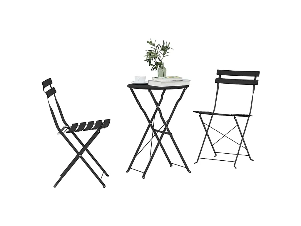 Conjunto de Bistro Plegable 3 piezas Antracita Acero
