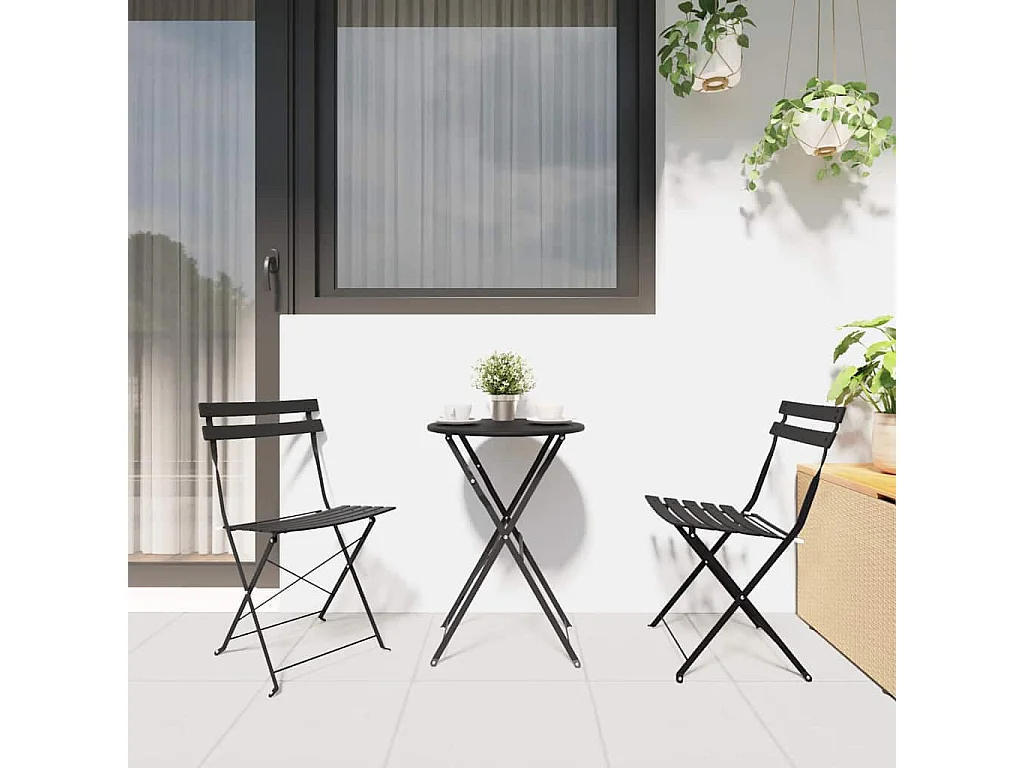 Conjunto de Bistro Plegable 3 piezas Antracita Acero