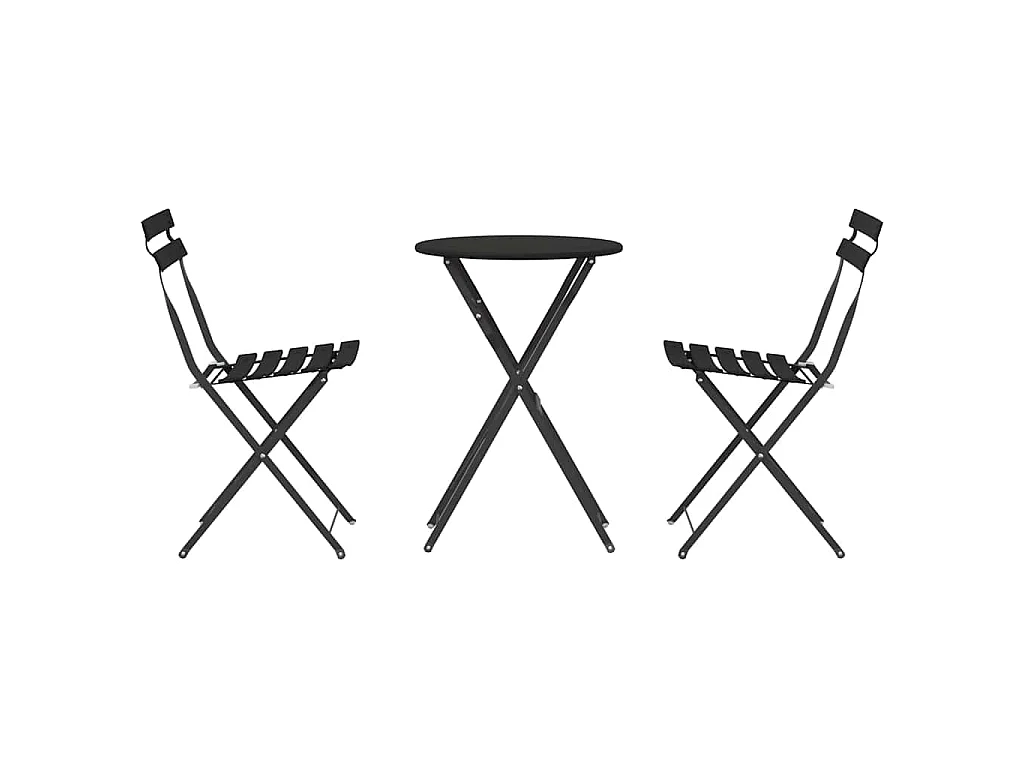 Conjunto de Bistro Plegable 3 piezas Antracita Acero