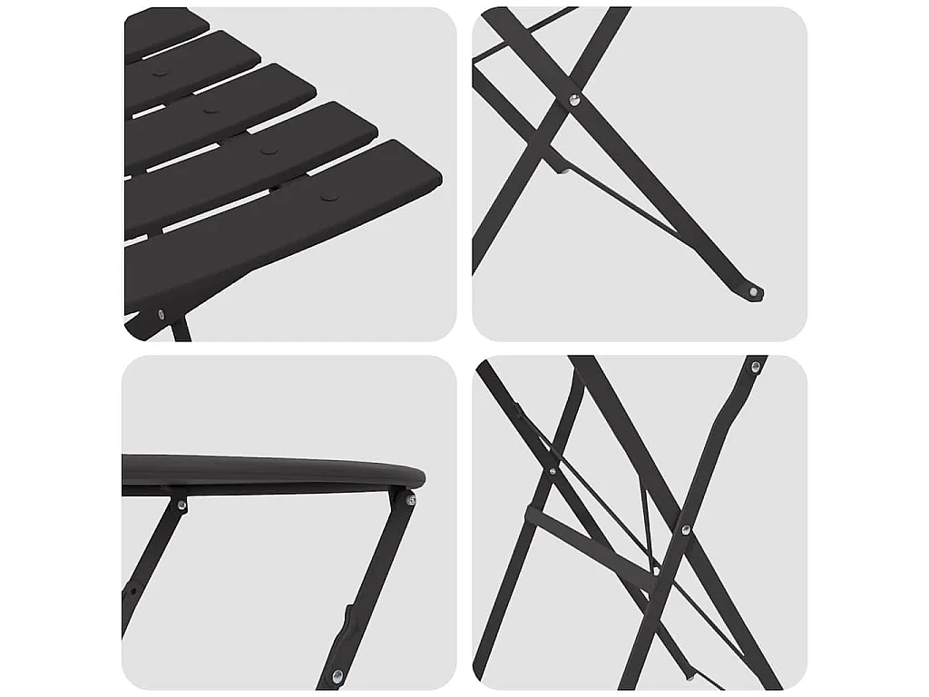 Conjunto de Bistro Plegable 3 piezas Antracita Acero