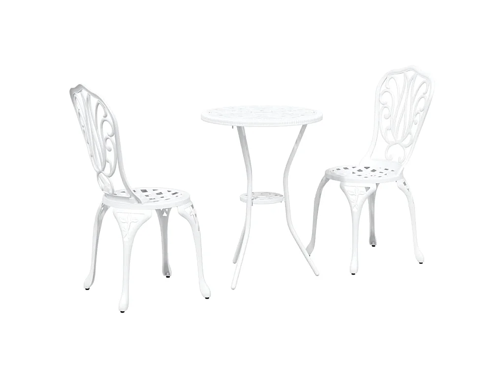 Juego Bistro de Jardín 3 piezas Blanco Aluminio