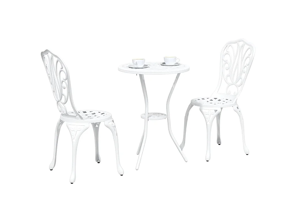 Juego Bistro de Jardín 3 piezas Blanco Aluminio