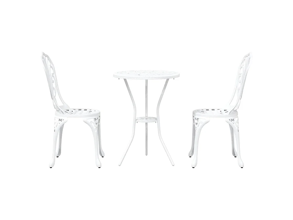 Juego Bistro de Jardín 3 piezas Blanco Aluminio