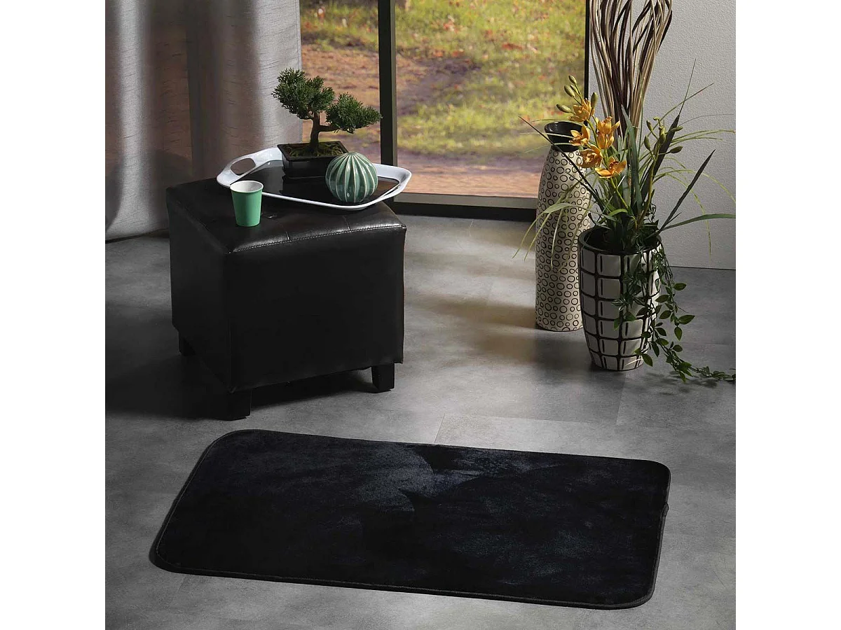 Tapis Uni en Flanelle "Flanou" 50x80cm Noir