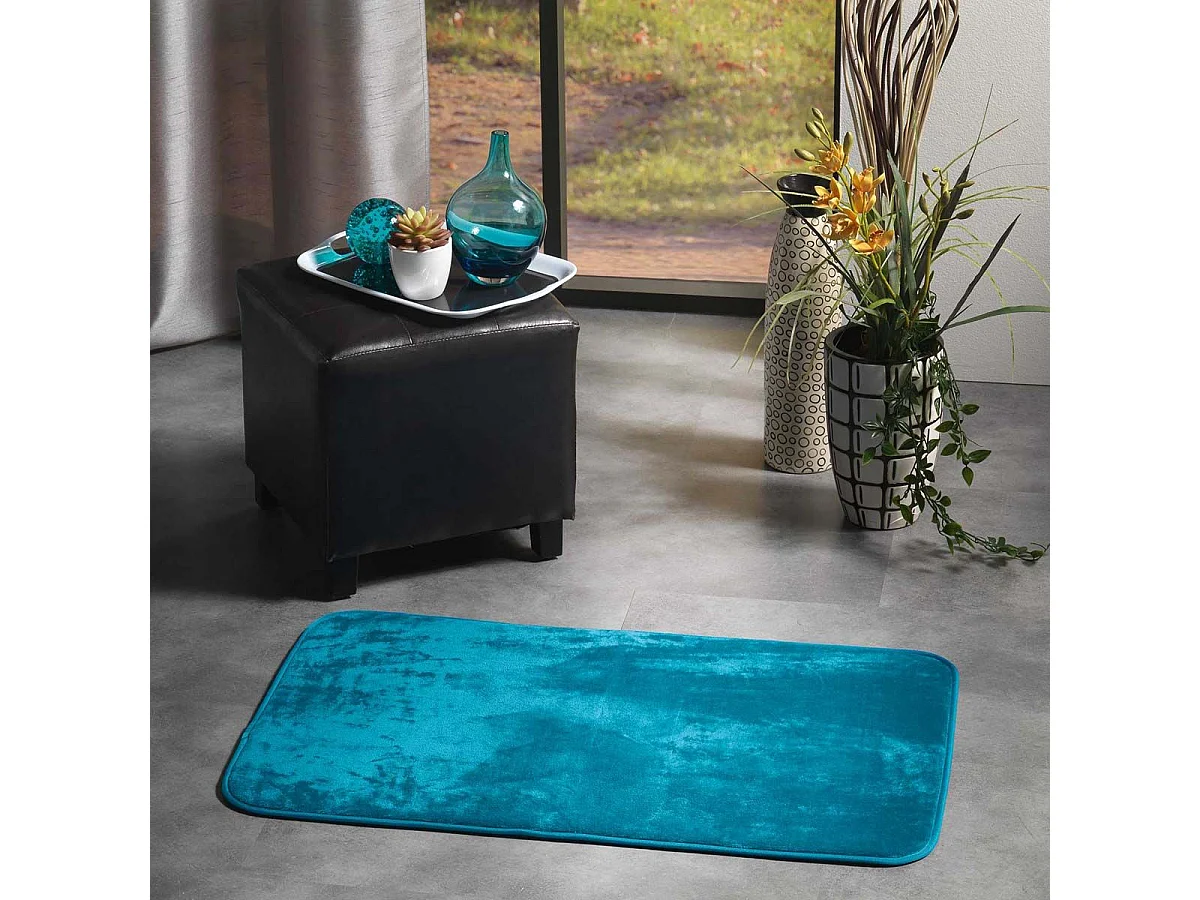 Tapis Uni en Flanelle "Flanou" 50x80cm Bleu