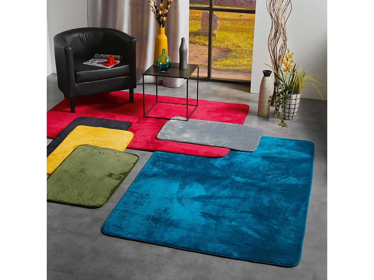 Tapis Uni en Flanelle "Flanou" 50x80cm Bleu