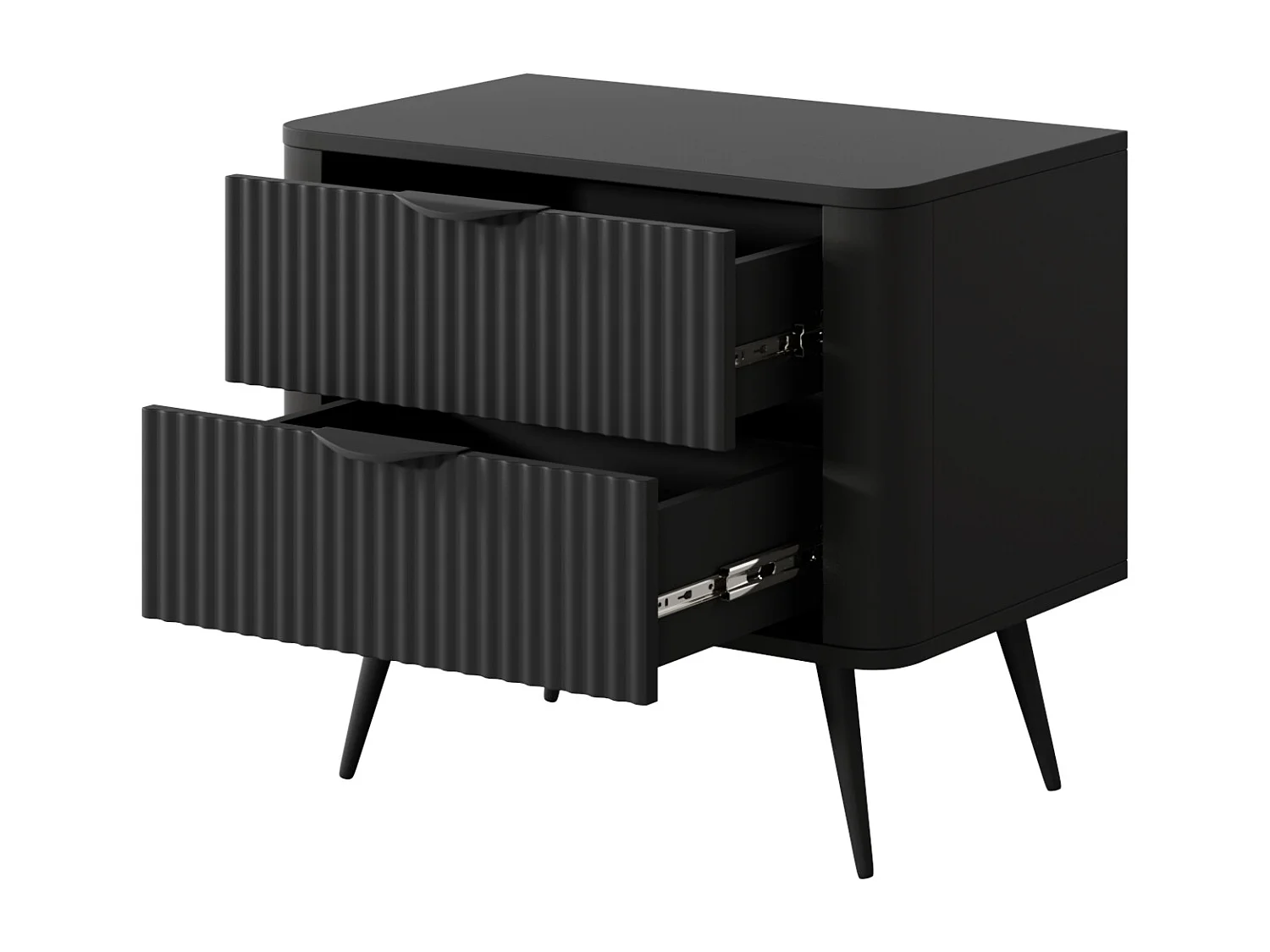 Lot de 2 tables de chevet - 2 tiroirs - Noir - ELONARIA