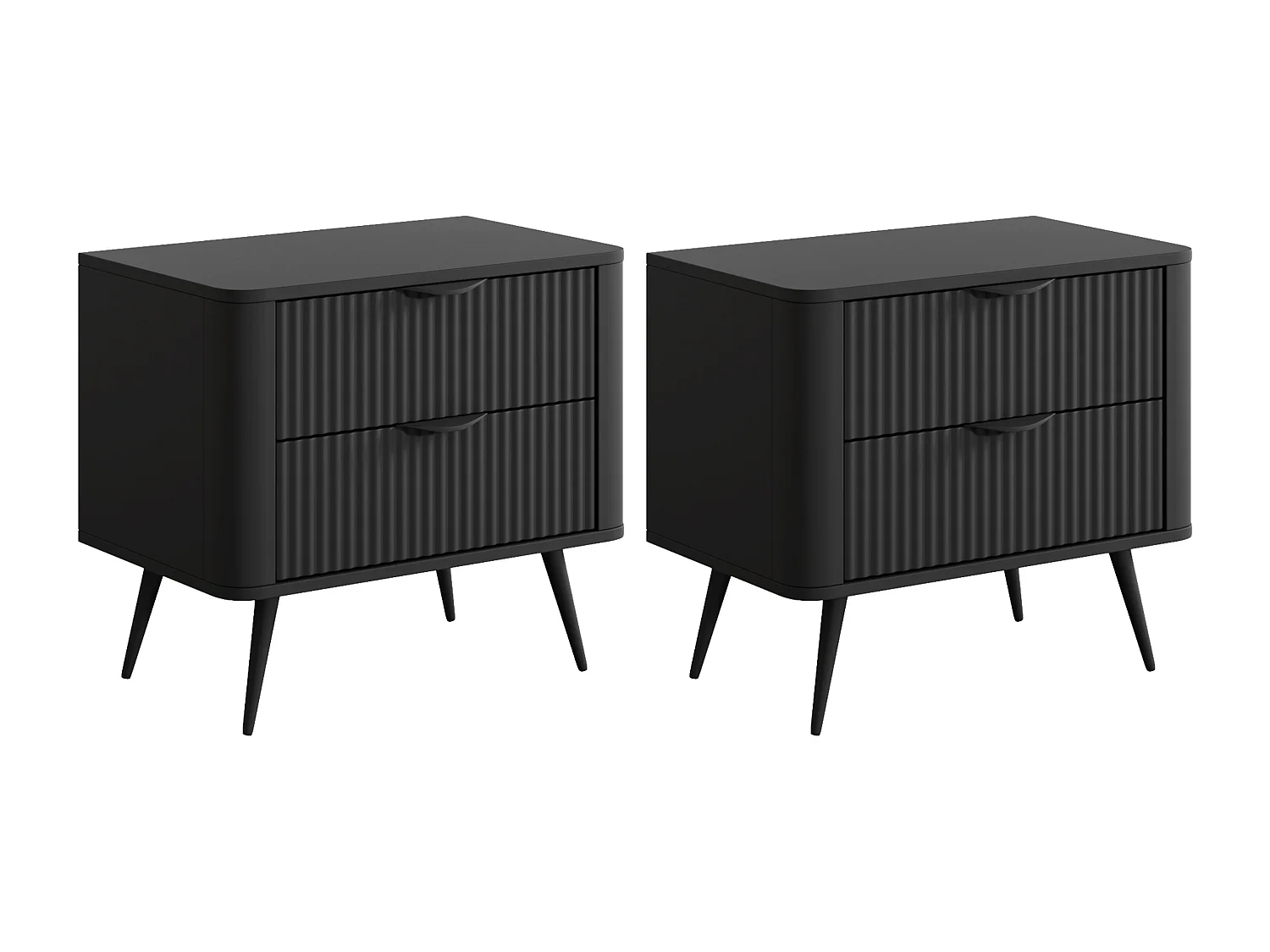 Lot de 2 tables de chevet - 2 tiroirs - Noir - ELONARIA
