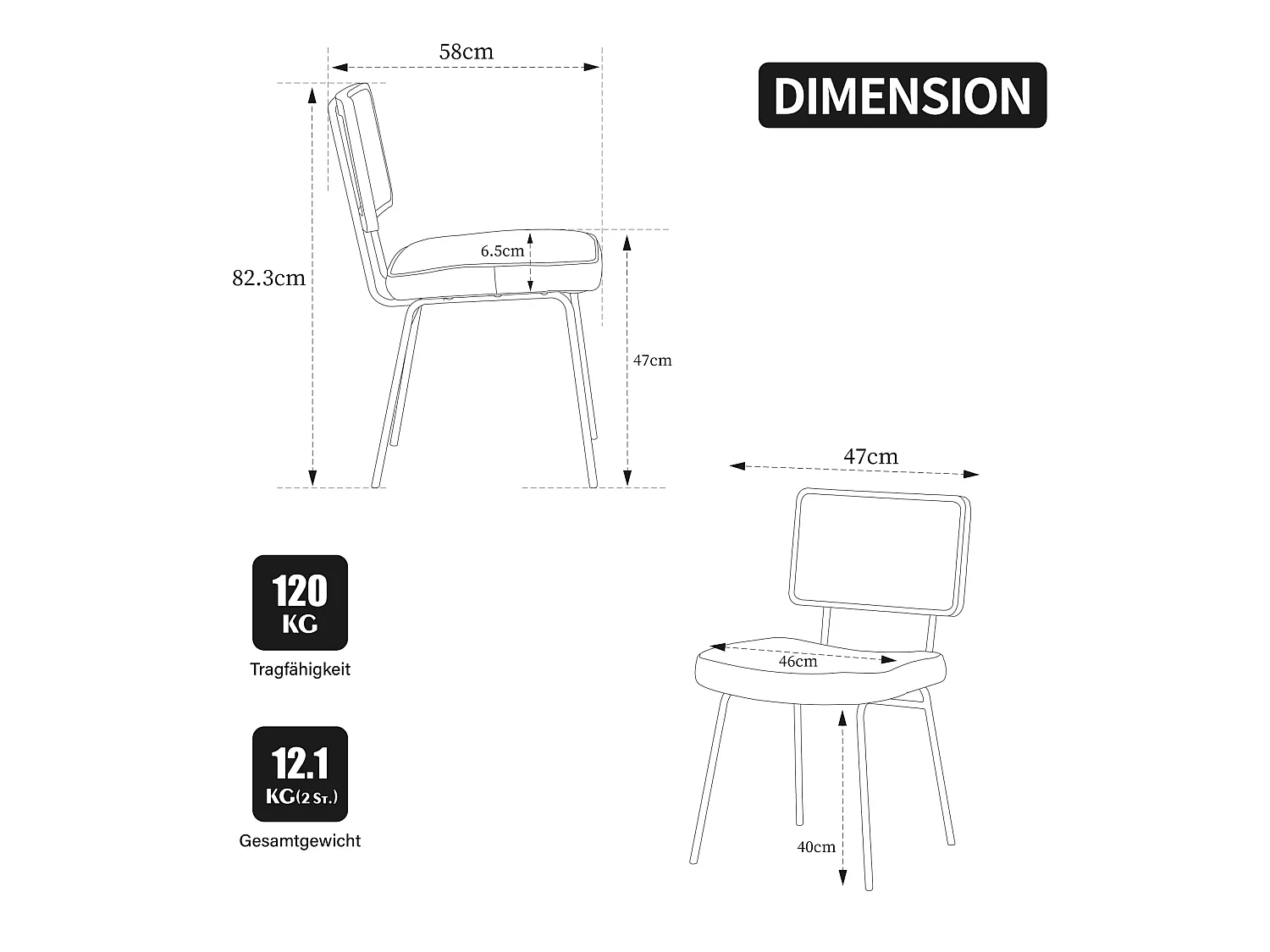 Set van 2 bruine stoelen van PU-leer - Metalen poten en houten frame