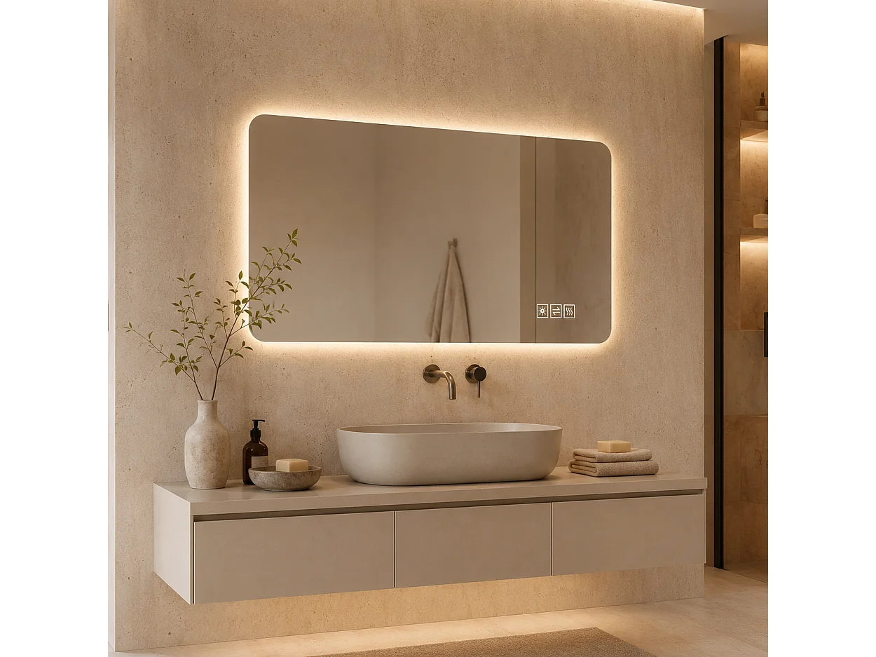 Specchio da bagno a LED 60 x 120 cm con luminosità regolabile e funzione antiappannamento - Argento
