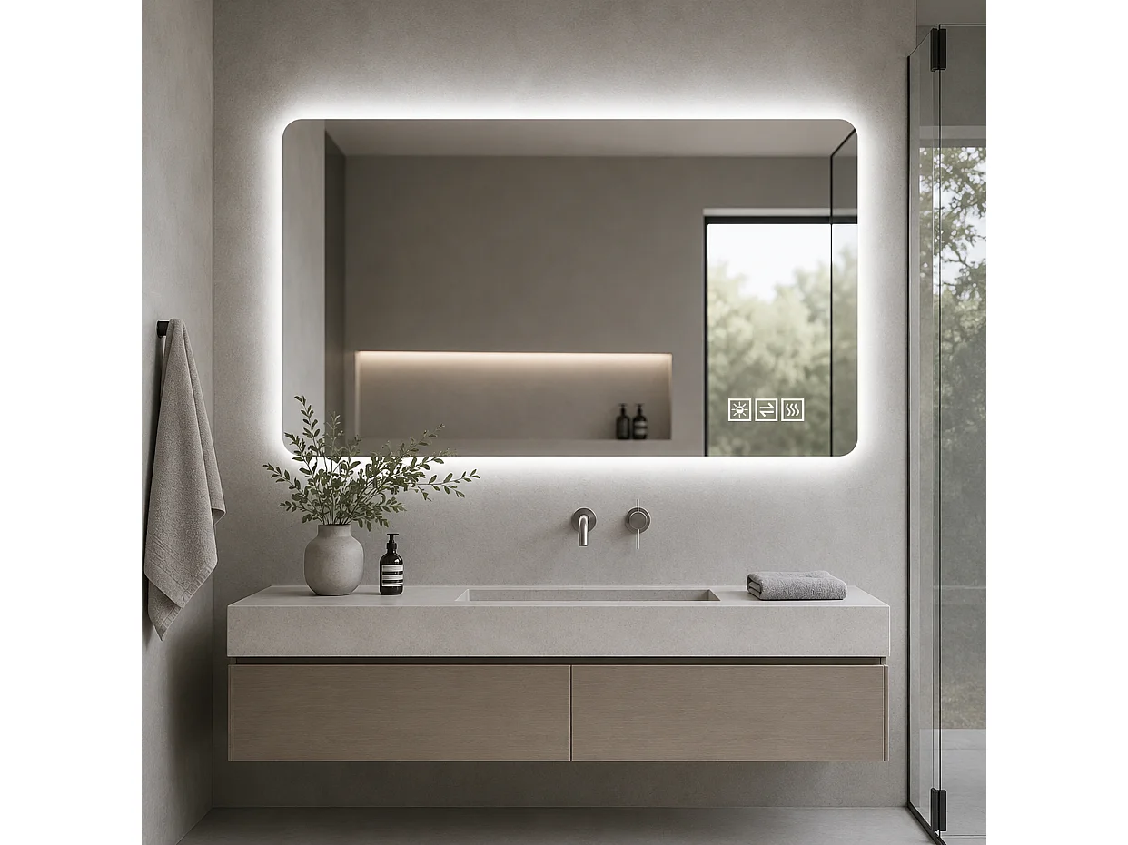 Specchio da bagno a LED 60 x 120 cm con luminosità regolabile e funzione antiappannamento - Argento