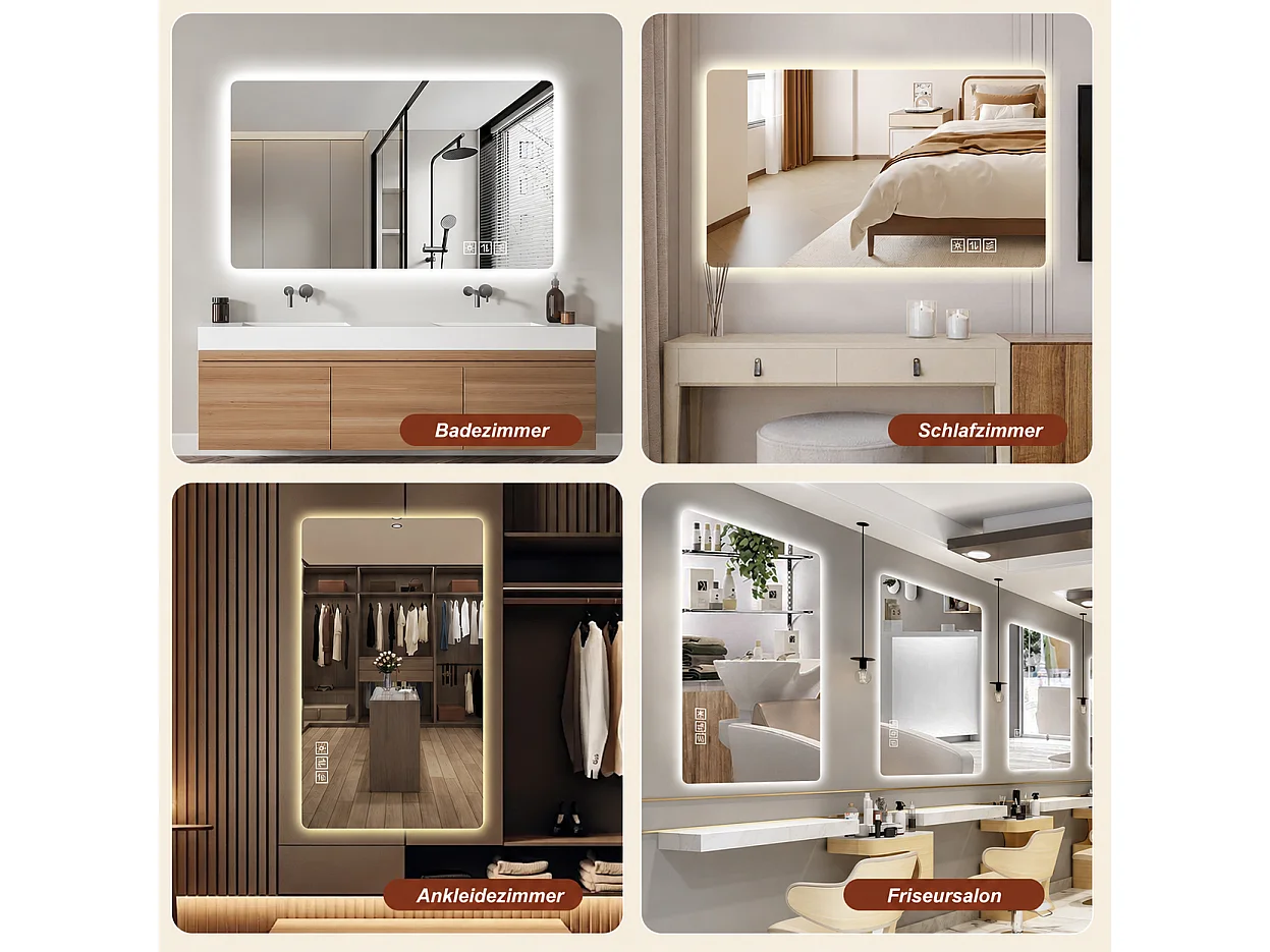 Specchio da bagno a LED 60 x 120 cm con luminosità regolabile e funzione antiappannamento - Argento