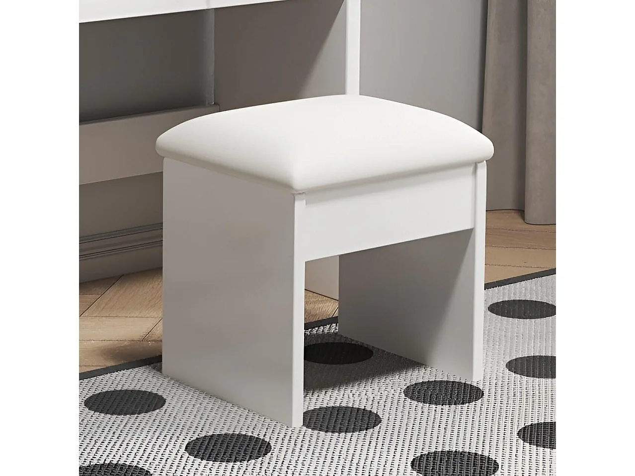 Coiffeuse 85x36x130 cm avec tabouret, miroir LED 3 modes et 4 tiroirs - Blanc