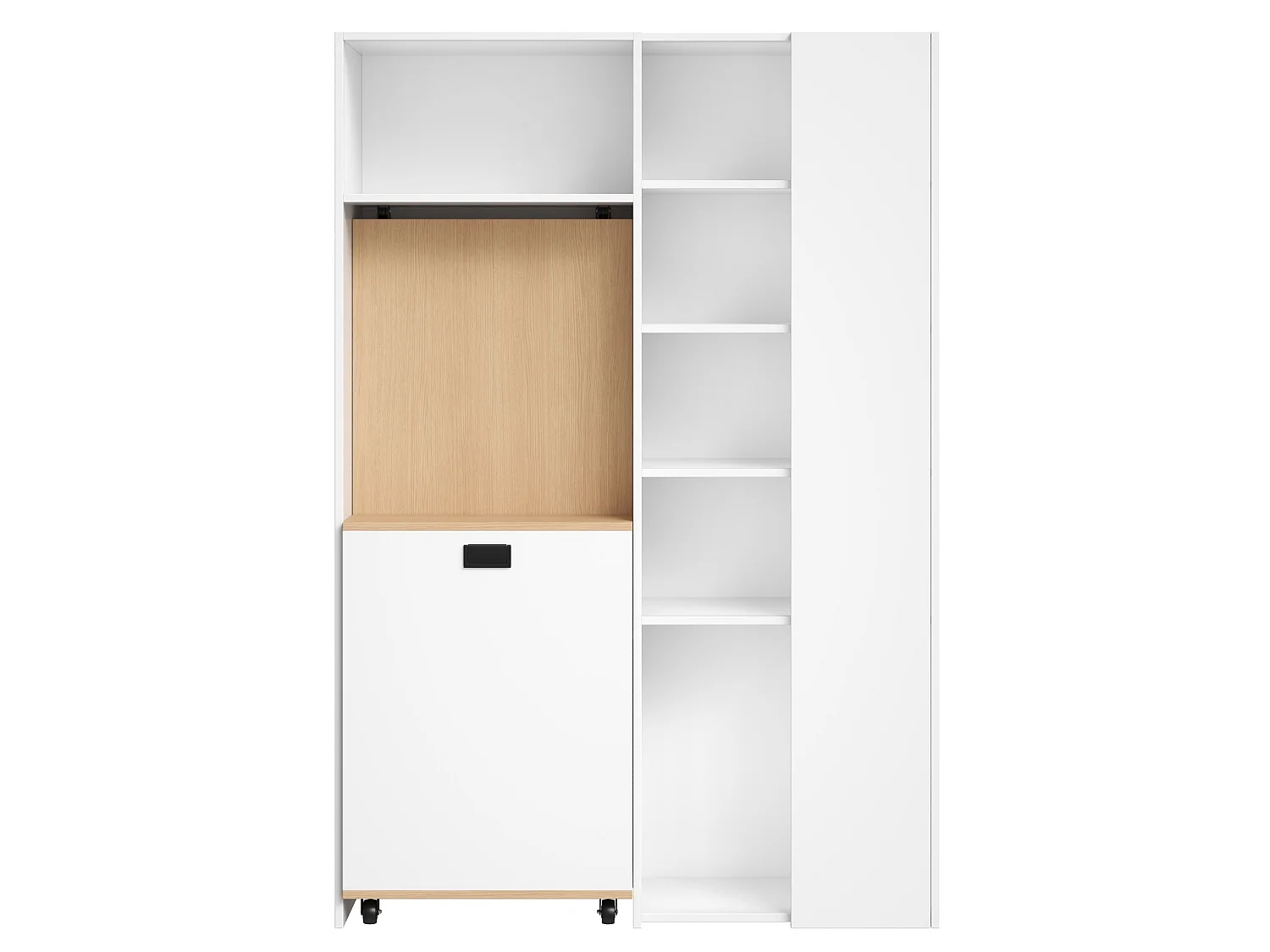 Opvouwbaar 2-in-1 bureau met boekenkast en stopcontact – Wit en hout