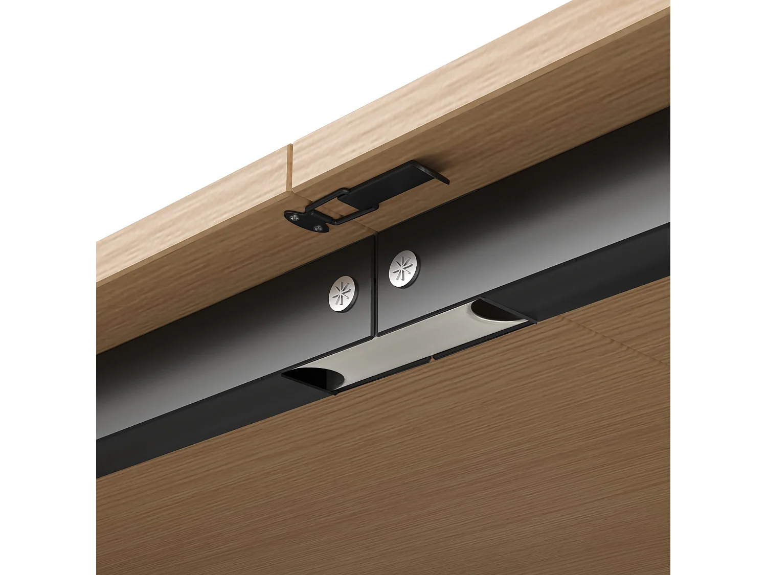 Opvouwbaar 2-in-1 bureau met boekenkast en stopcontact – Wit en hout