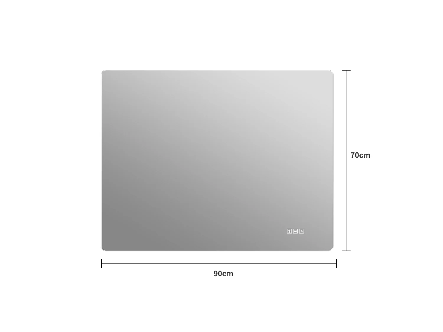 Specchio da bagno a LED 70×90 cm – Intensità regolabile tramite comando touch e funzione antiappannamento