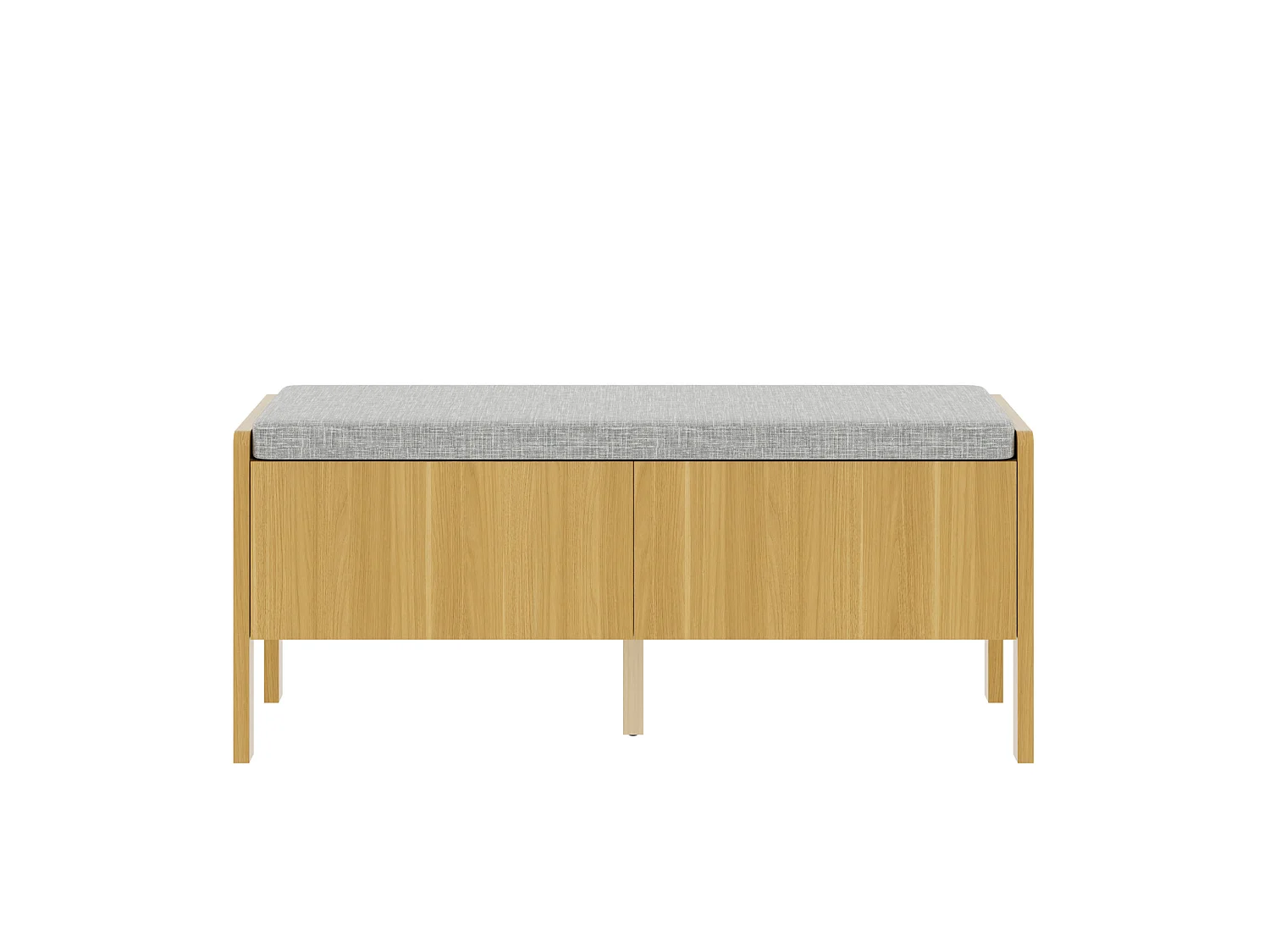 Banc de rangement avec 2 tiroirs et côtés en rotin - Bois clair et gris