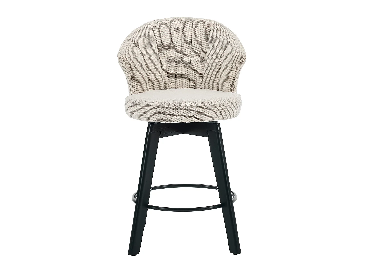 Set di 2 sgabelli da bar girevoli - Schienale a forma di conchiglia - Tessuto beige