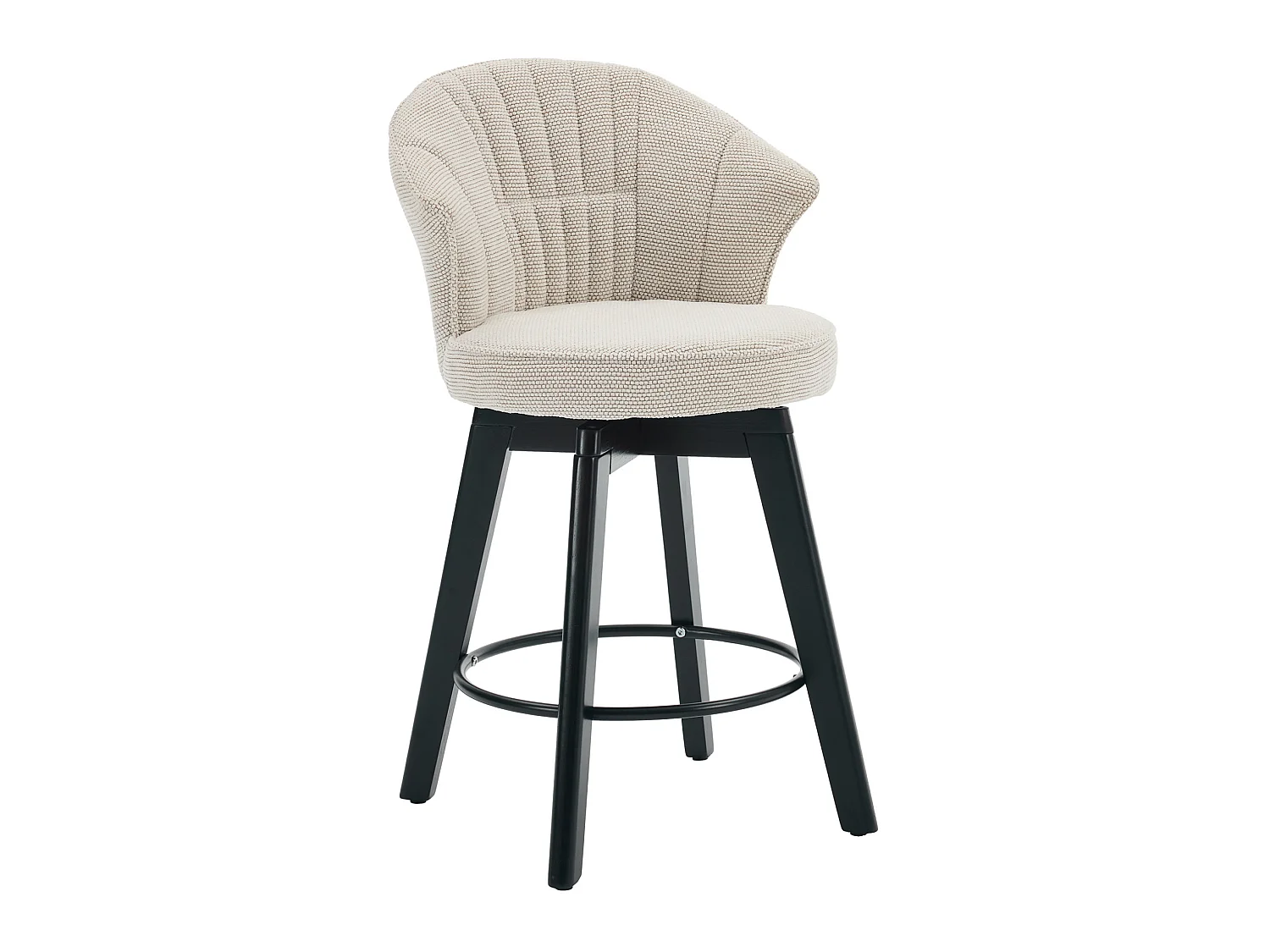 Set di 2 sgabelli da bar girevoli - Schienale a forma di conchiglia - Tessuto beige