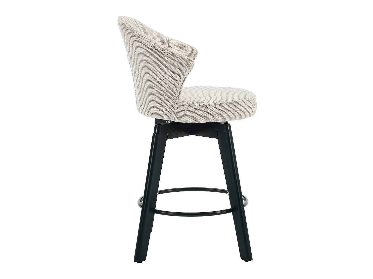Set di 2 sgabelli da bar girevoli - Schienale a forma di conchiglia - Tessuto beige
