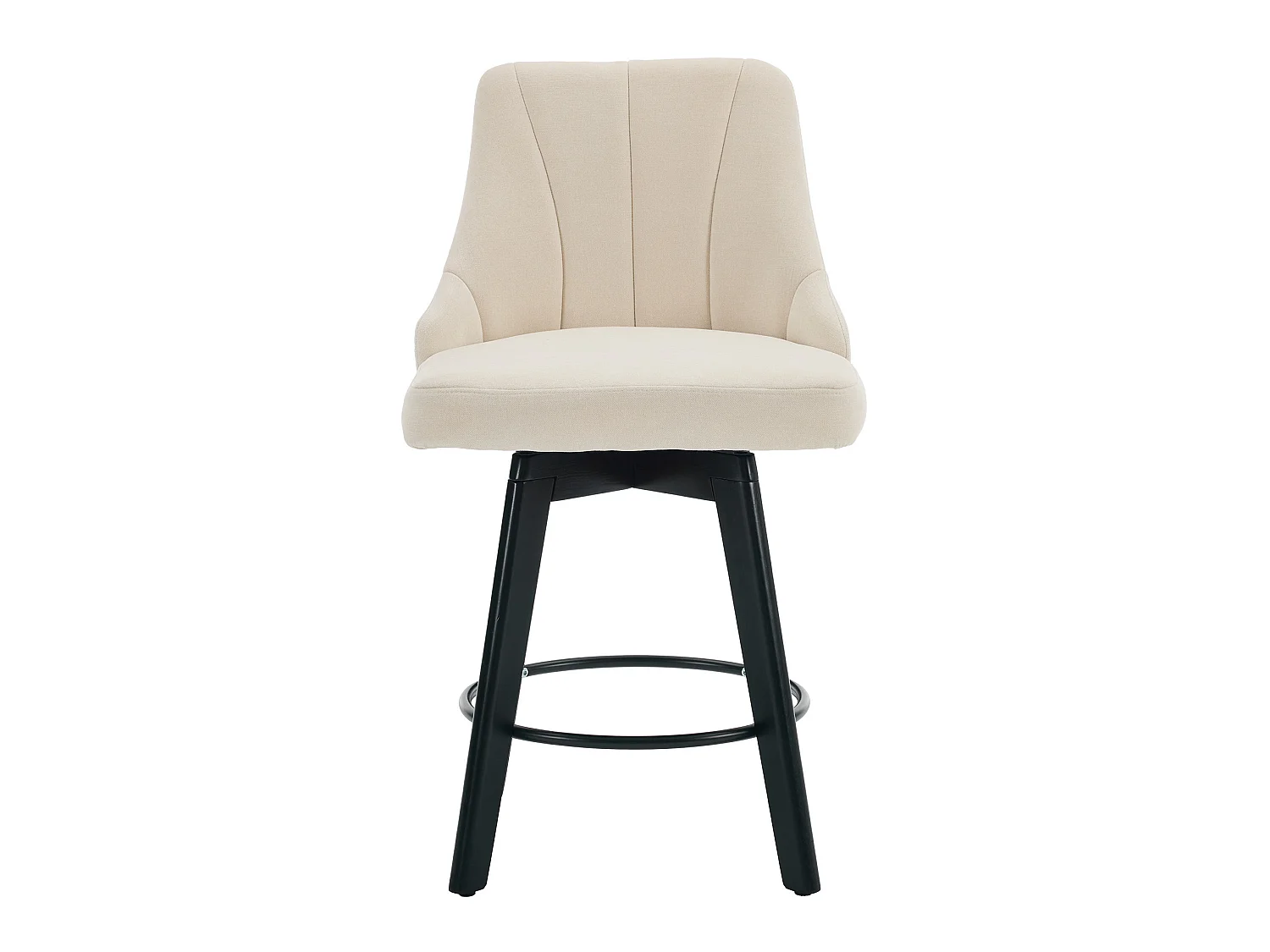 Set di 2 sgabelli da bar girevoli con schienale - Tessuto ciniglia beige
