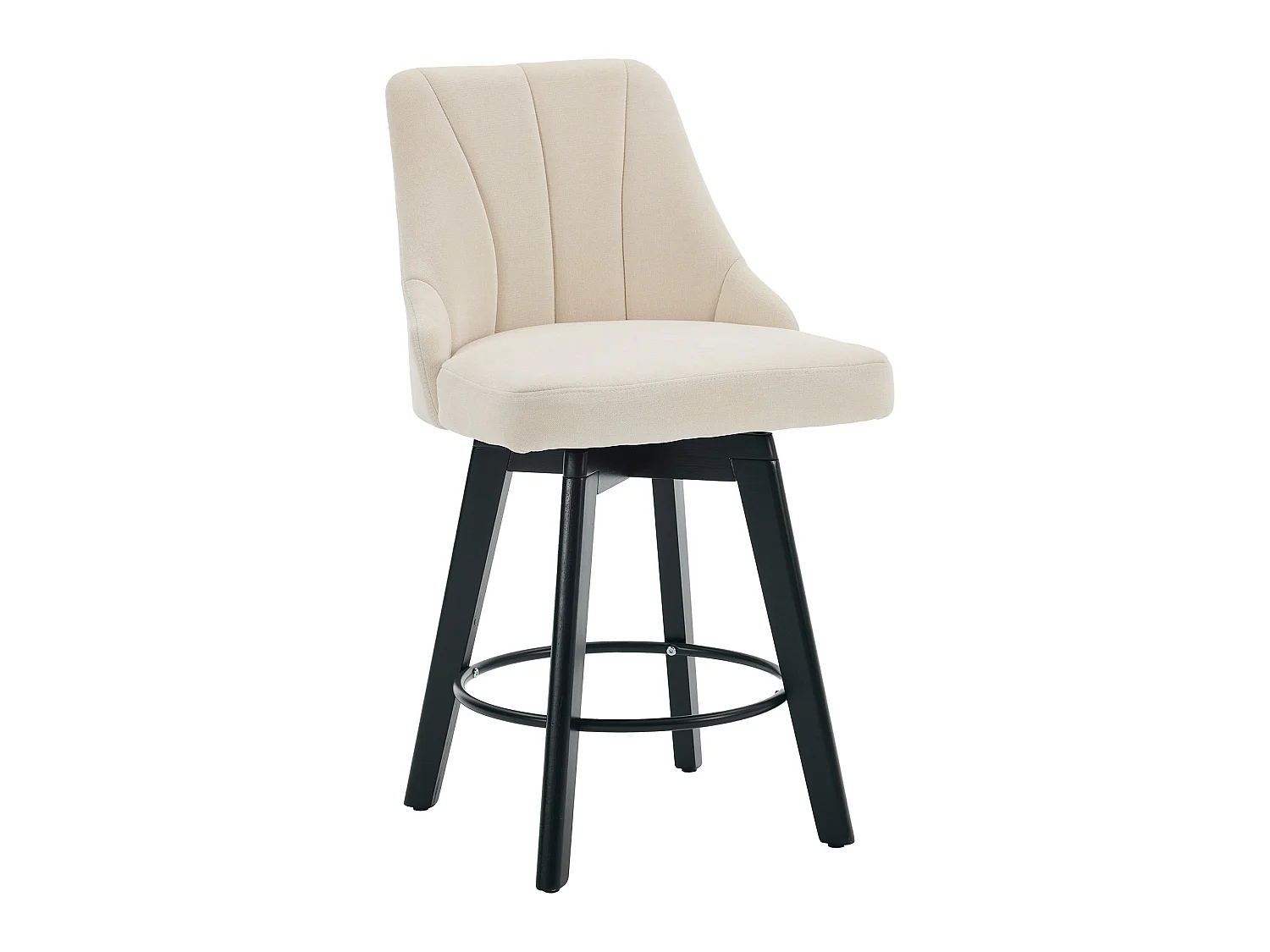 Set di 2 sgabelli da bar girevoli con schienale - Tessuto ciniglia beige