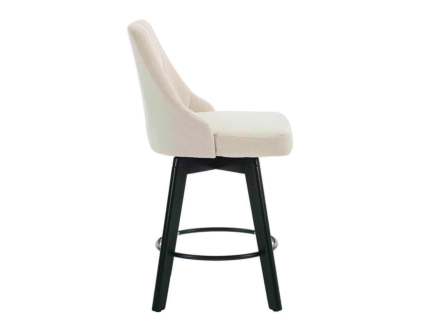 Set di 2 sgabelli da bar girevoli con schienale - Tessuto ciniglia beige