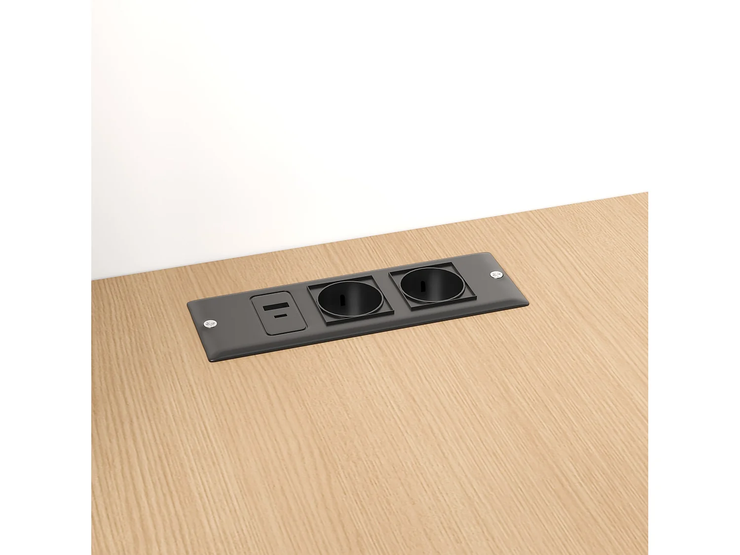 Wit en houten, inklapbaar hoekbureau (2-in-1) met verstelbare planken en USB-poorten