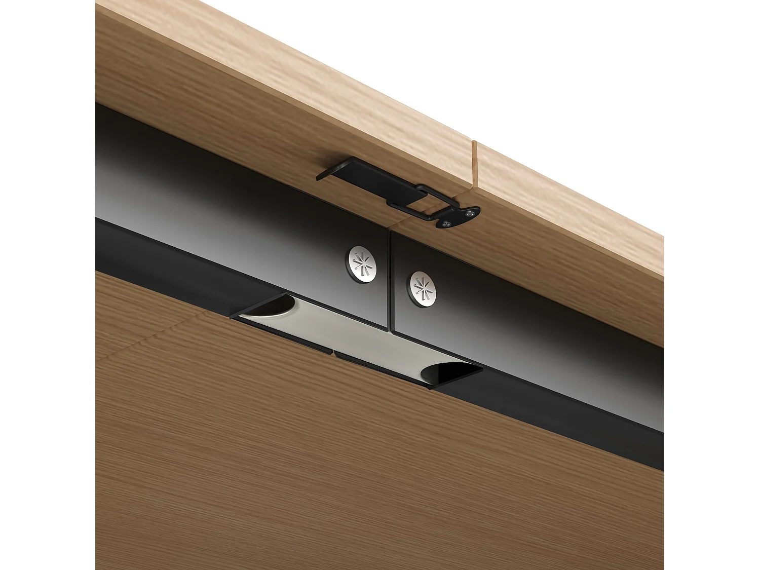 Wit en houten, inklapbaar hoekbureau (2-in-1) met verstelbare planken en USB-poorten
