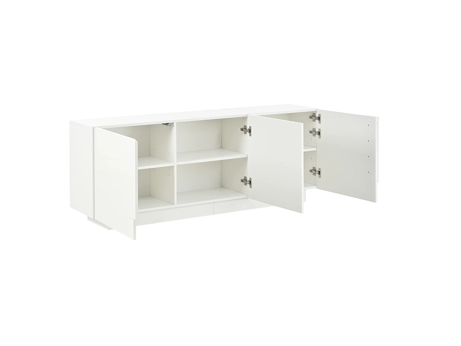 Buffet de salon 160 x 35 x 60 cm à 3 portes - Blanc finition brillante