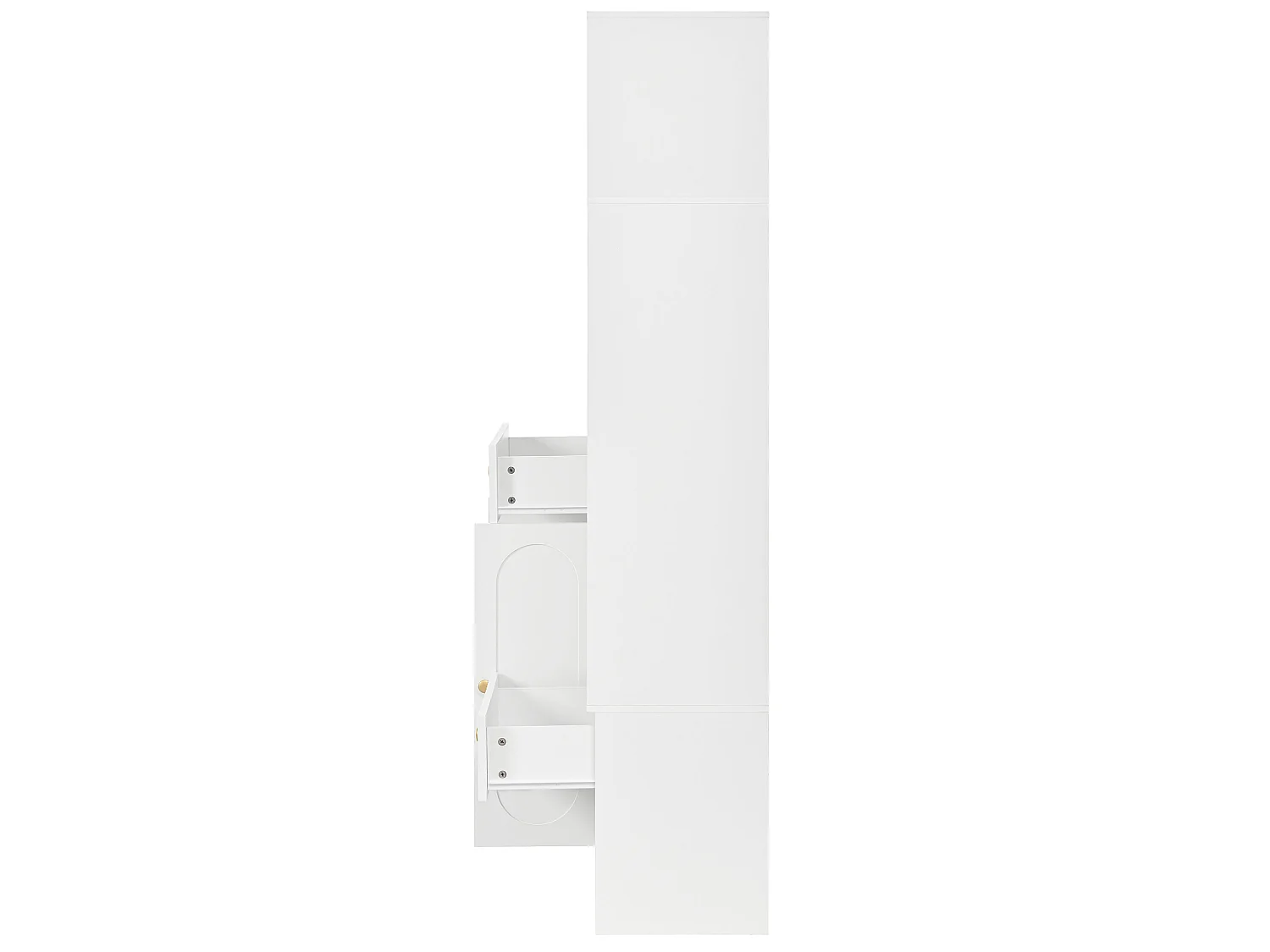 Kledingkast met spiegel, 2 lades en bankje, LED-verlichting - Wit 100 x 35 x 180 cm