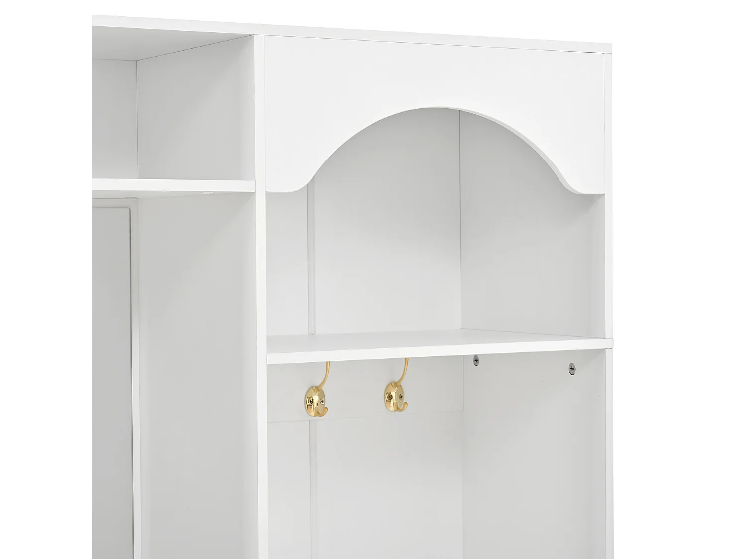 Kledingkast met spiegel, 2 lades en bankje, LED-verlichting - Wit 100 x 35 x 180 cm