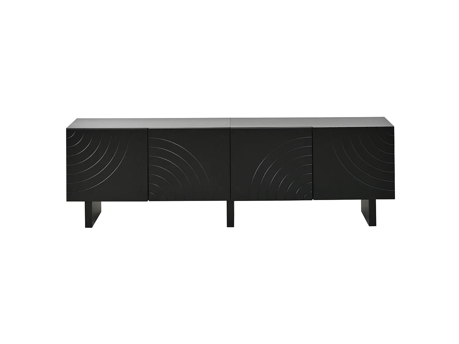 Mobile porta TV nero 180 × 40 × 55 cm con 4 ante - Per TV da 75 pollici