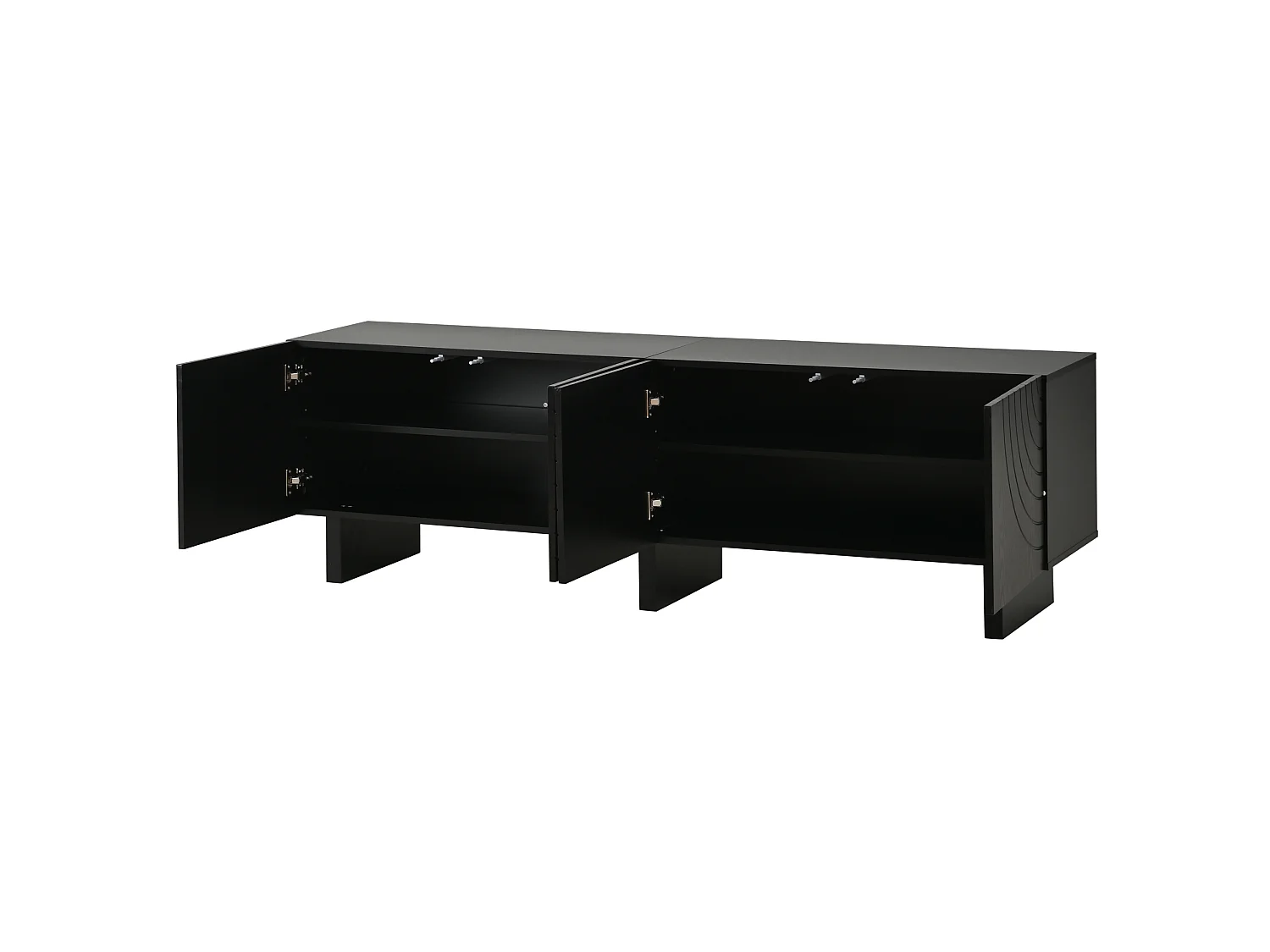 Mobile porta TV nero 180 × 40 × 55 cm con 4 ante - Per TV da 75 pollici