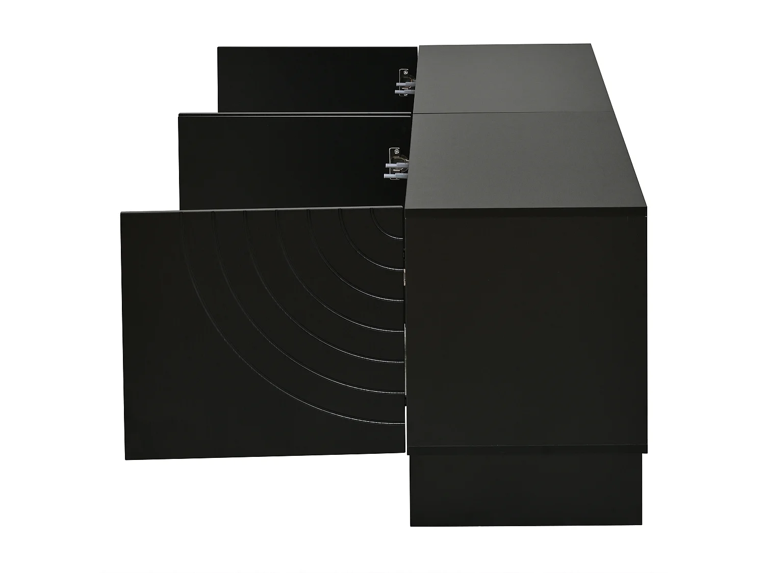 Mobile porta TV nero 180 × 40 × 55 cm con 4 ante - Per TV da 75 pollici