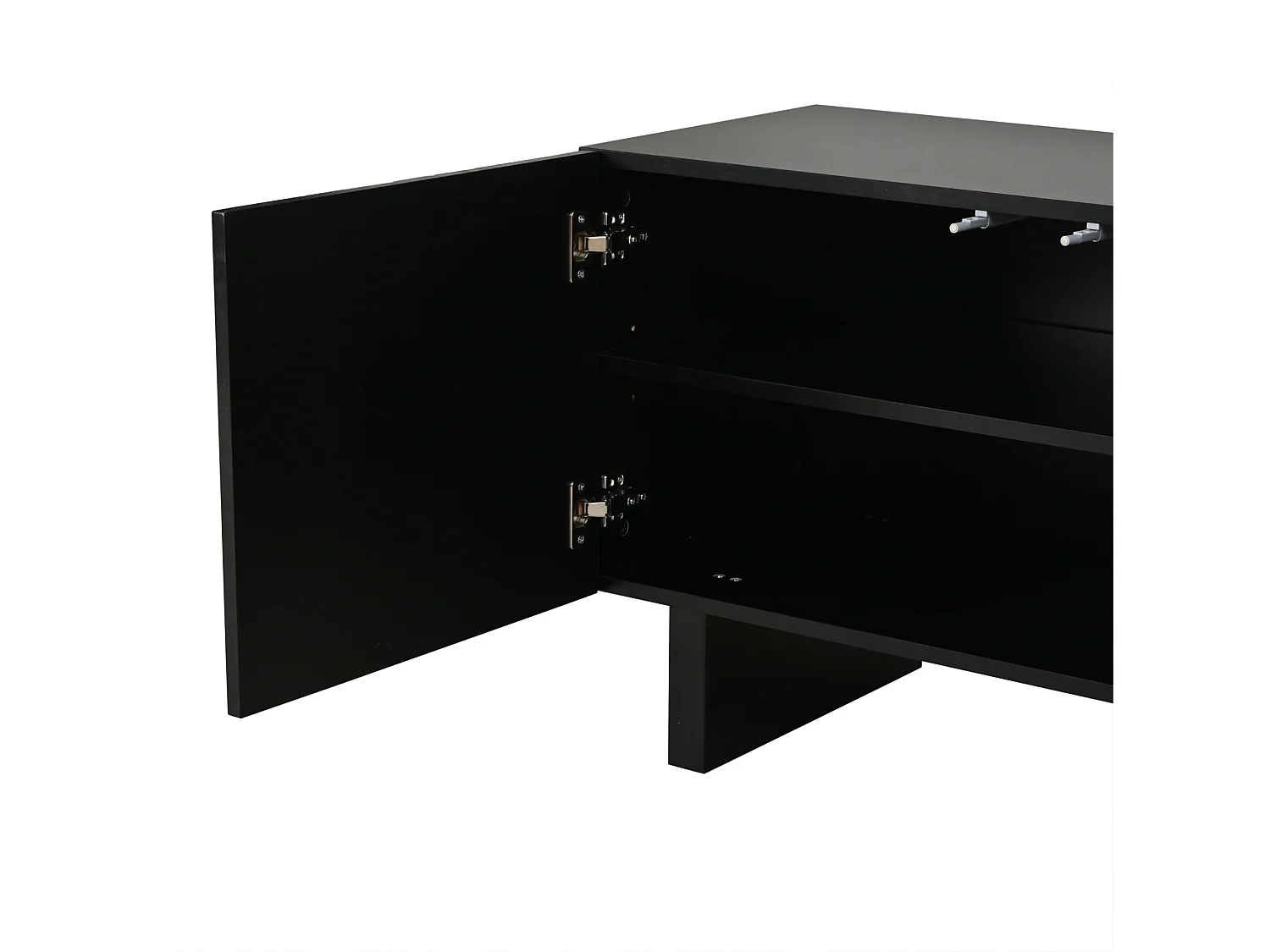 Mobile porta TV nero 180 × 40 × 55 cm con 4 ante - Per TV da 75 pollici