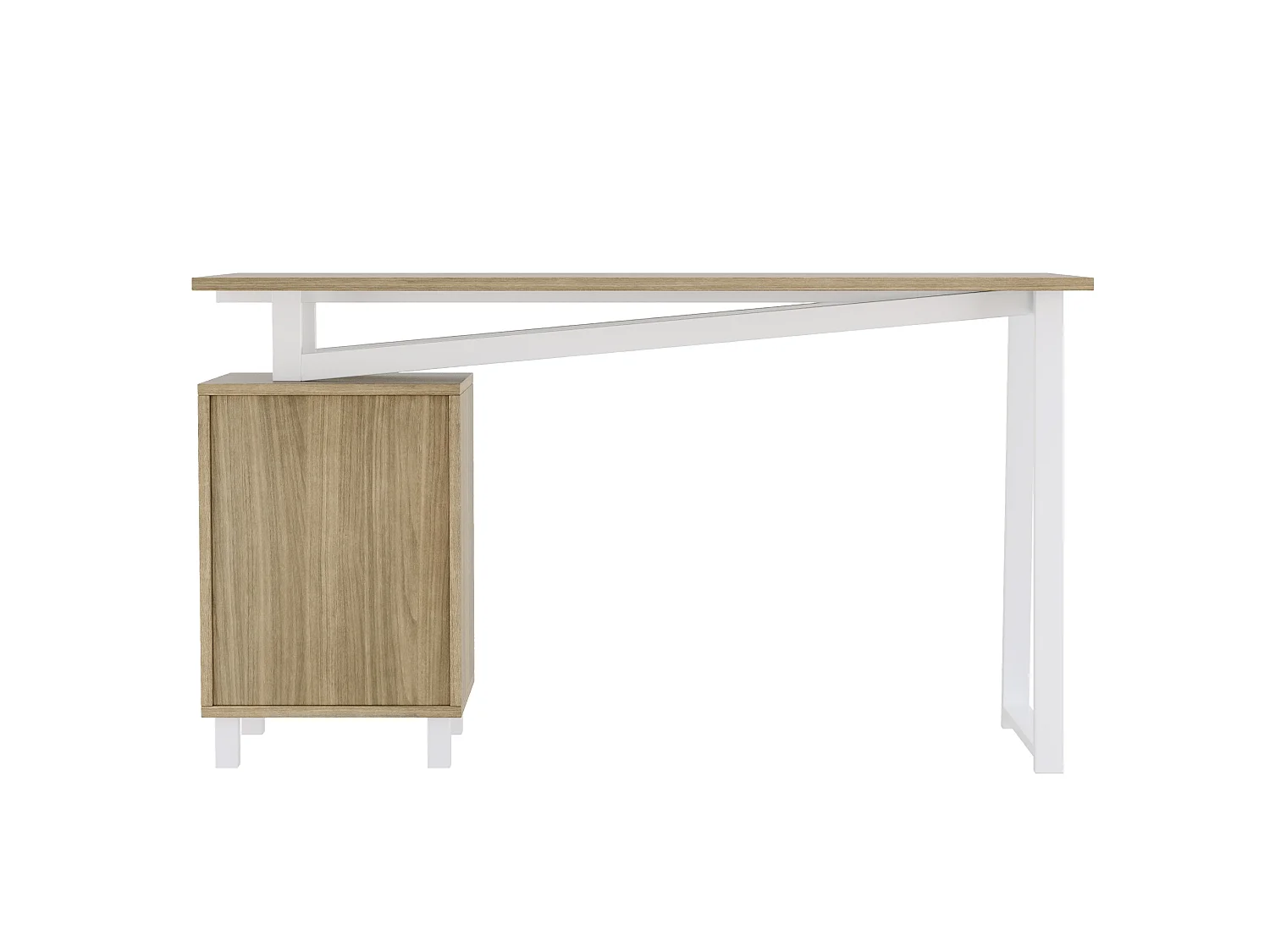 Ruim bureau 130 x 55 x 75 cm met 3 lades - MDF en metaal - Natuurlijk hout en wit