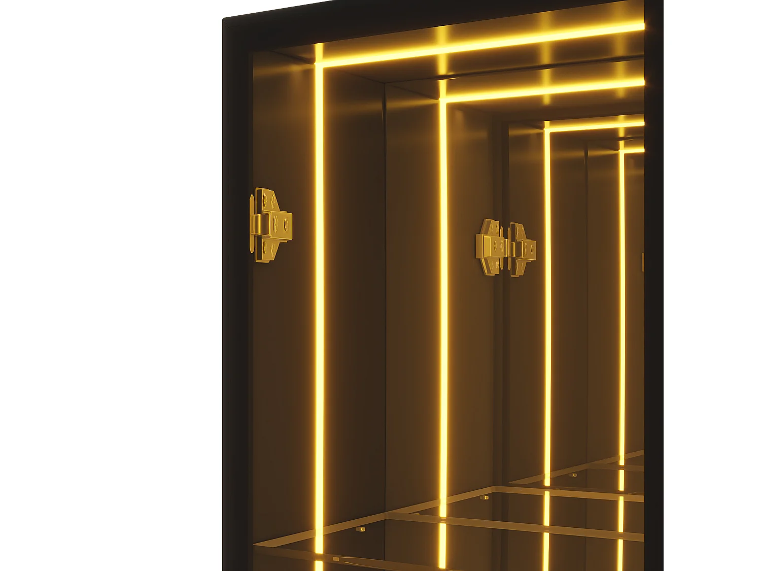 Vitrina LED negra de 30 x 30 x 90 cm con puerta y 3 compartimentos de almacenamiento.
