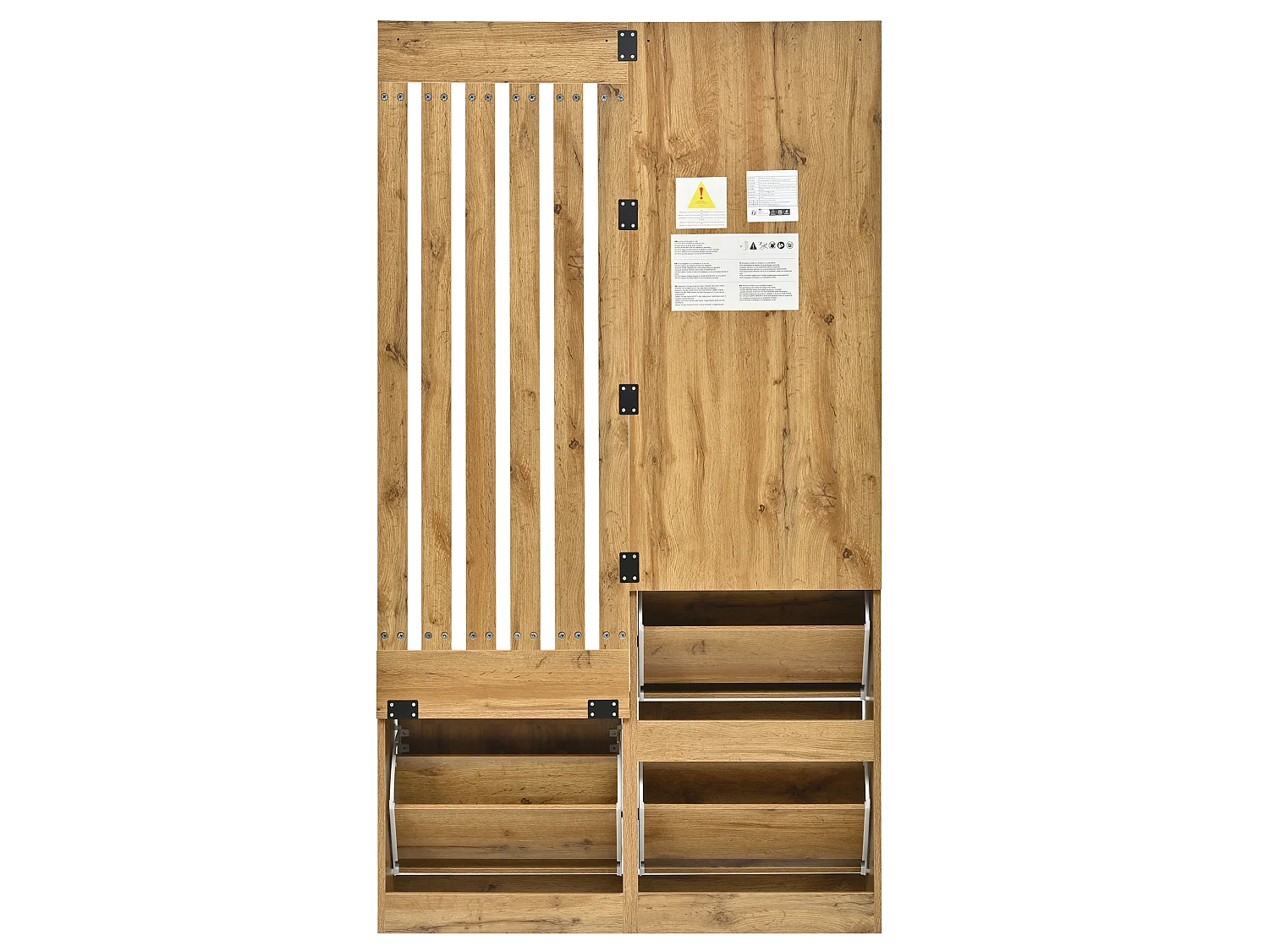 Set di mobili per ingresso con specchio, panca e scarpiera - Set di mobili per ingresso color legno