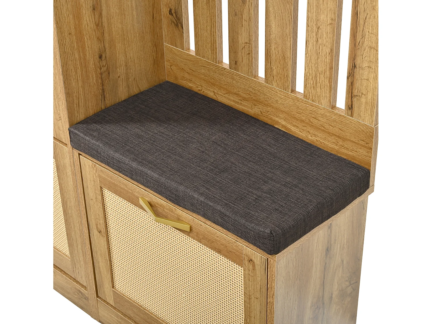Set di mobili per ingresso con specchio, panca e scarpiera - Set di mobili per ingresso color legno