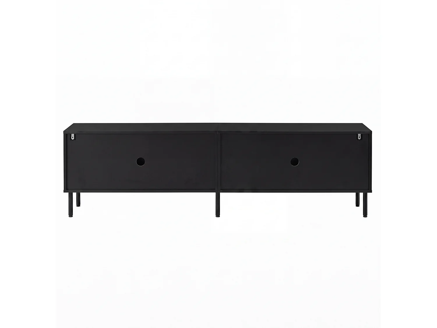 Mobile porta TV dalle linee curve, con 4 ante e gambe in metallo - Nero