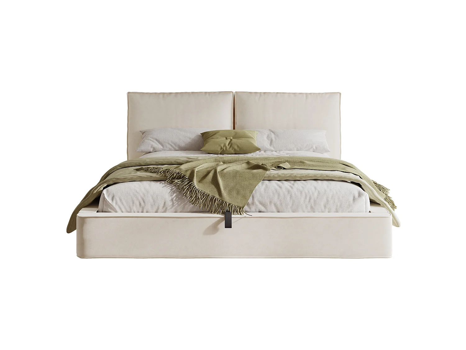 Letto matrimoniale contenitore 180 x 200 cm in velluto beige - Letto per adulti con testiera imbottita