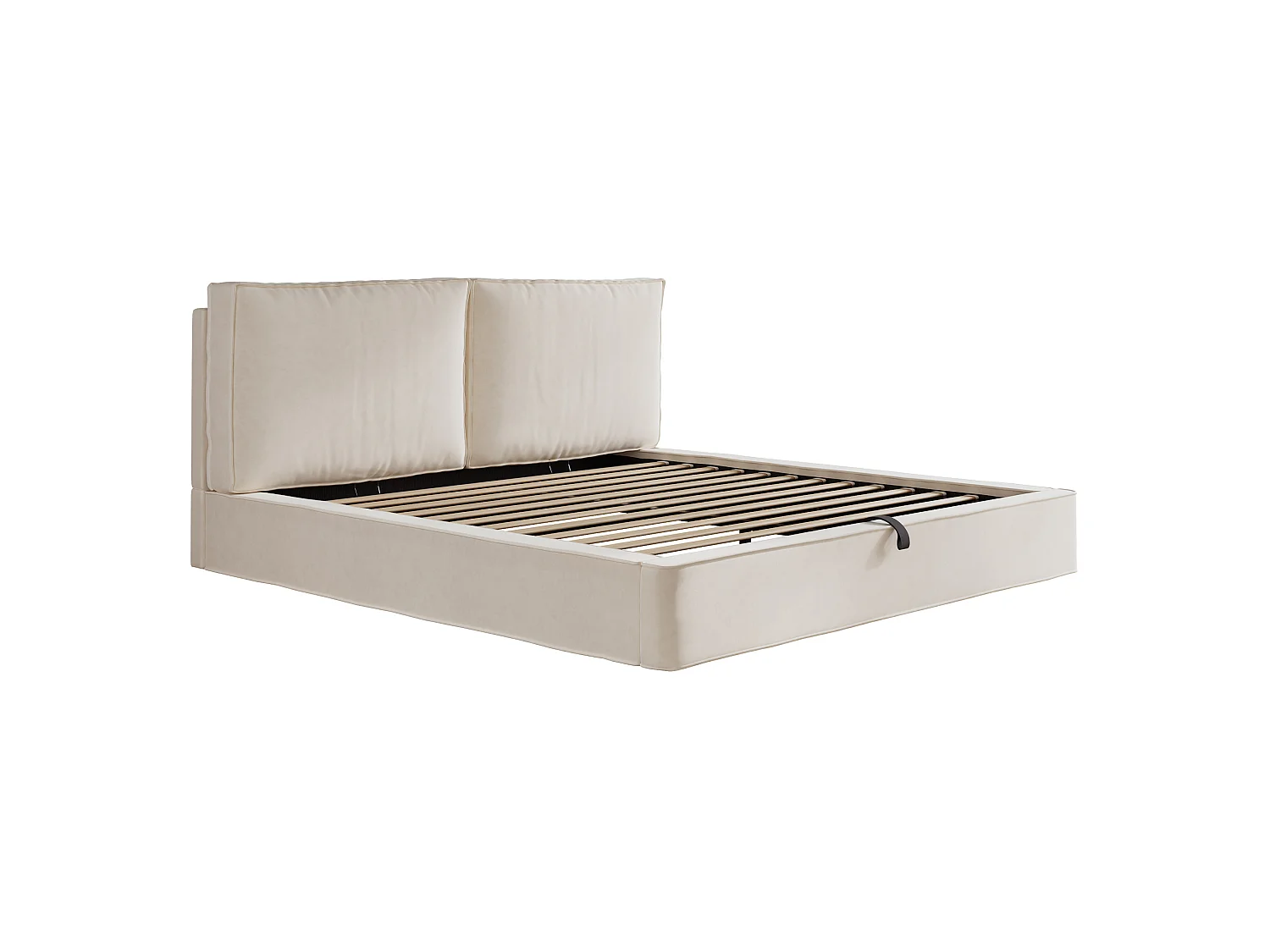 Letto matrimoniale contenitore 180 x 200 cm in velluto beige - Letto per adulti con testiera imbottita