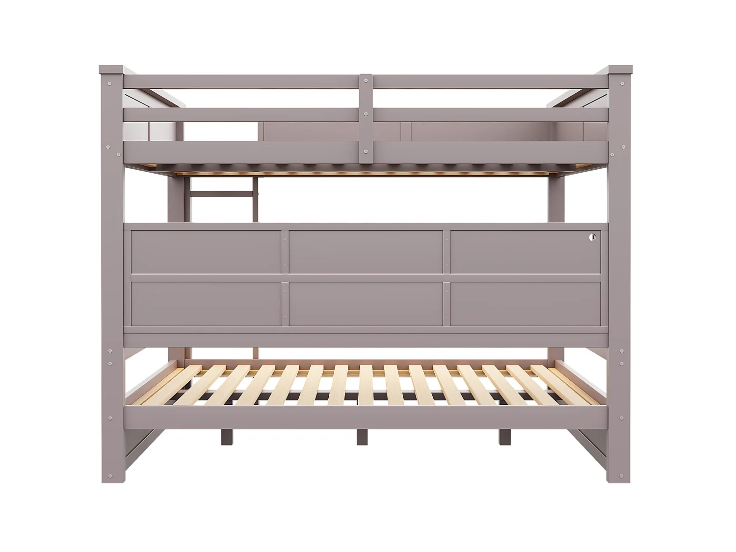 Lit superposé 160 x 200 cm marron avec rangement et LEDs - Bois pin et MDF, sans matelas