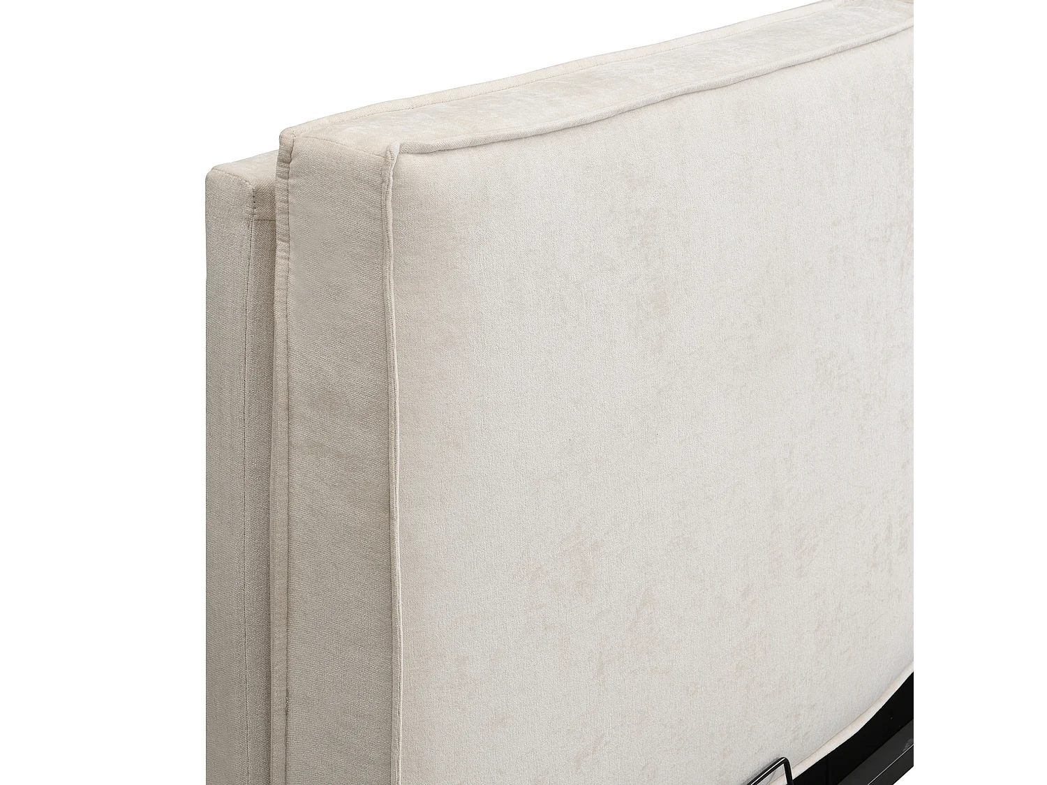 Lit double adulte 180 x 200 cm avec tête de lit capitonnée - Tissu chenille beige