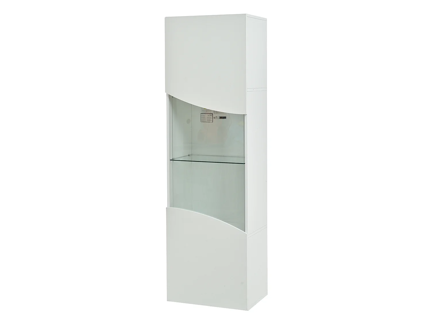 Vitrine blanche laquée 50 x 35 x 165 cm avec porte verre et LED
