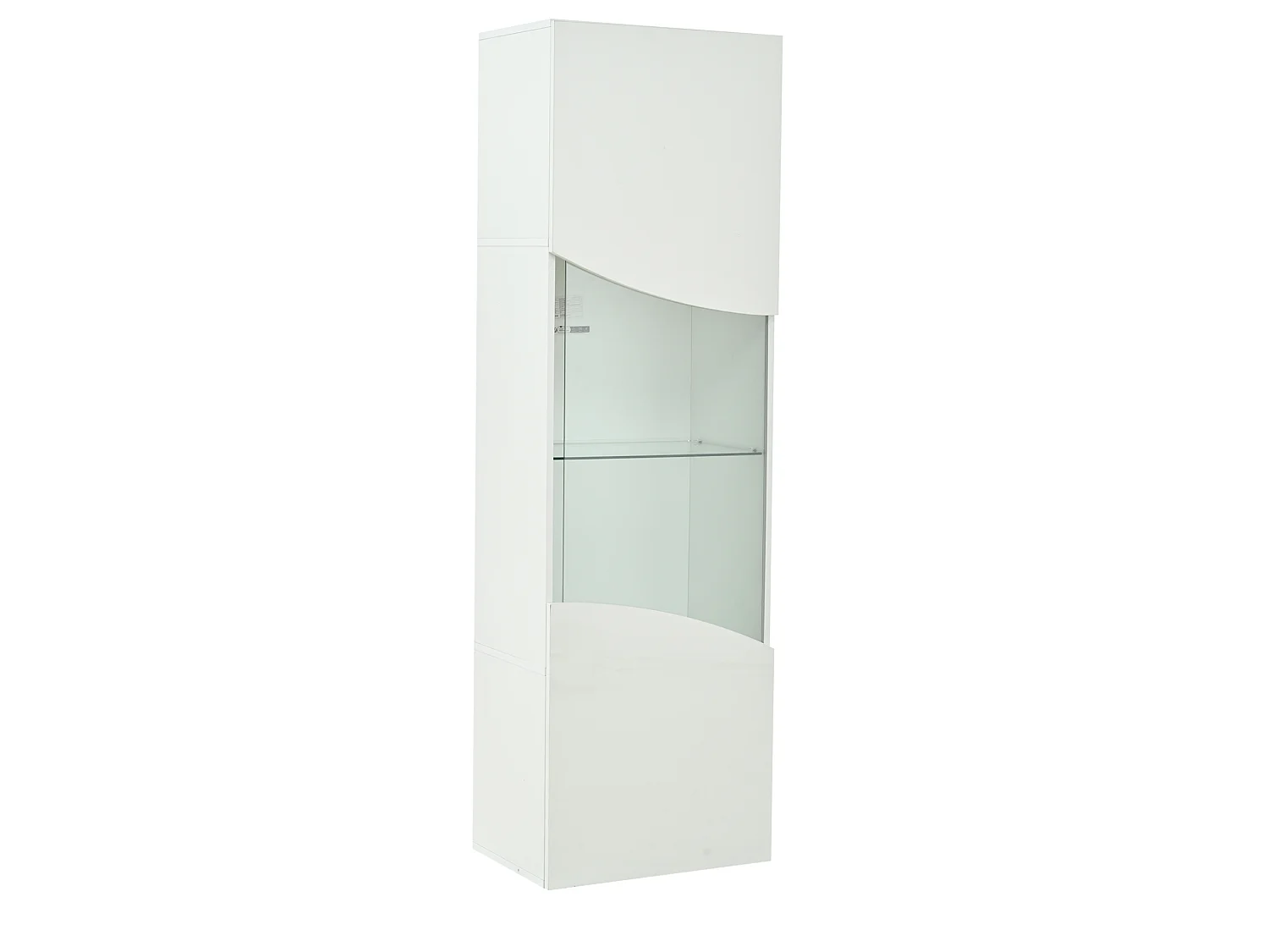 Vitrine blanche laquée 50 x 35 x 165 cm avec porte verre et LED