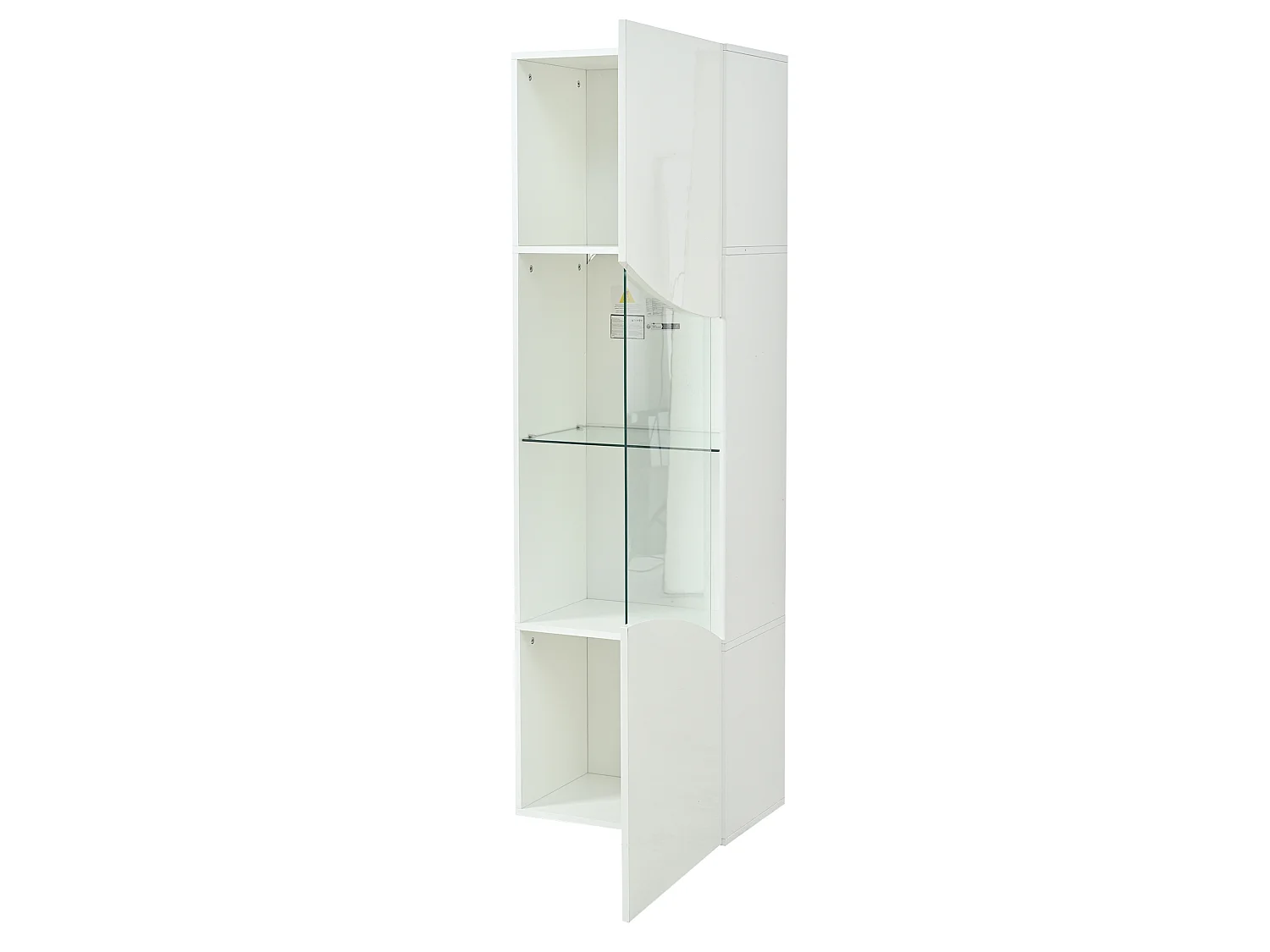 Vitrine blanche laquée 50 x 35 x 165 cm avec porte verre et LED