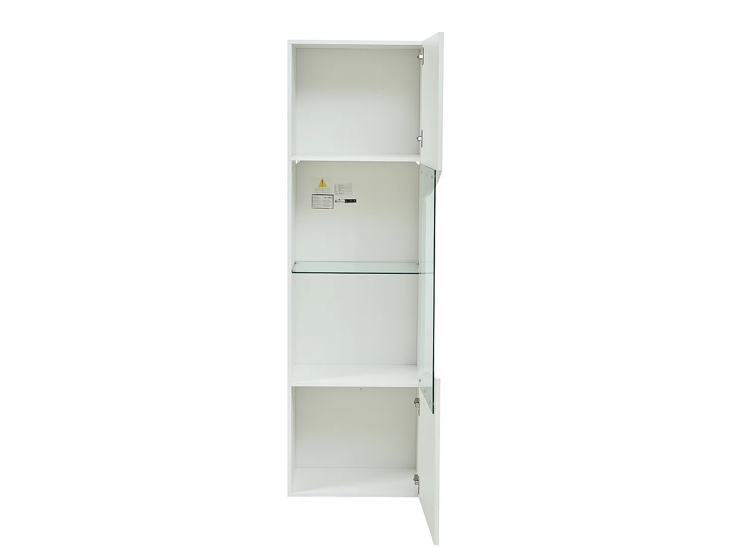 Vitrine blanche laquée 50 x 35 x 165 cm avec porte verre et LED